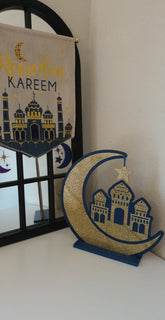 Houten standaard 'Maan' glitter